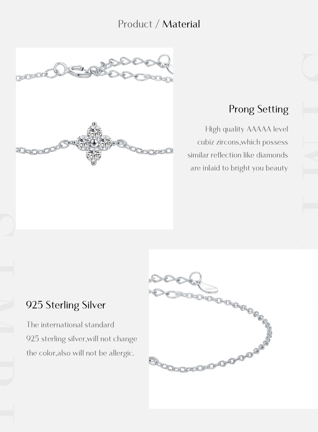 Beautiful Stackable Four Leaf Clover CZ Bracelet.