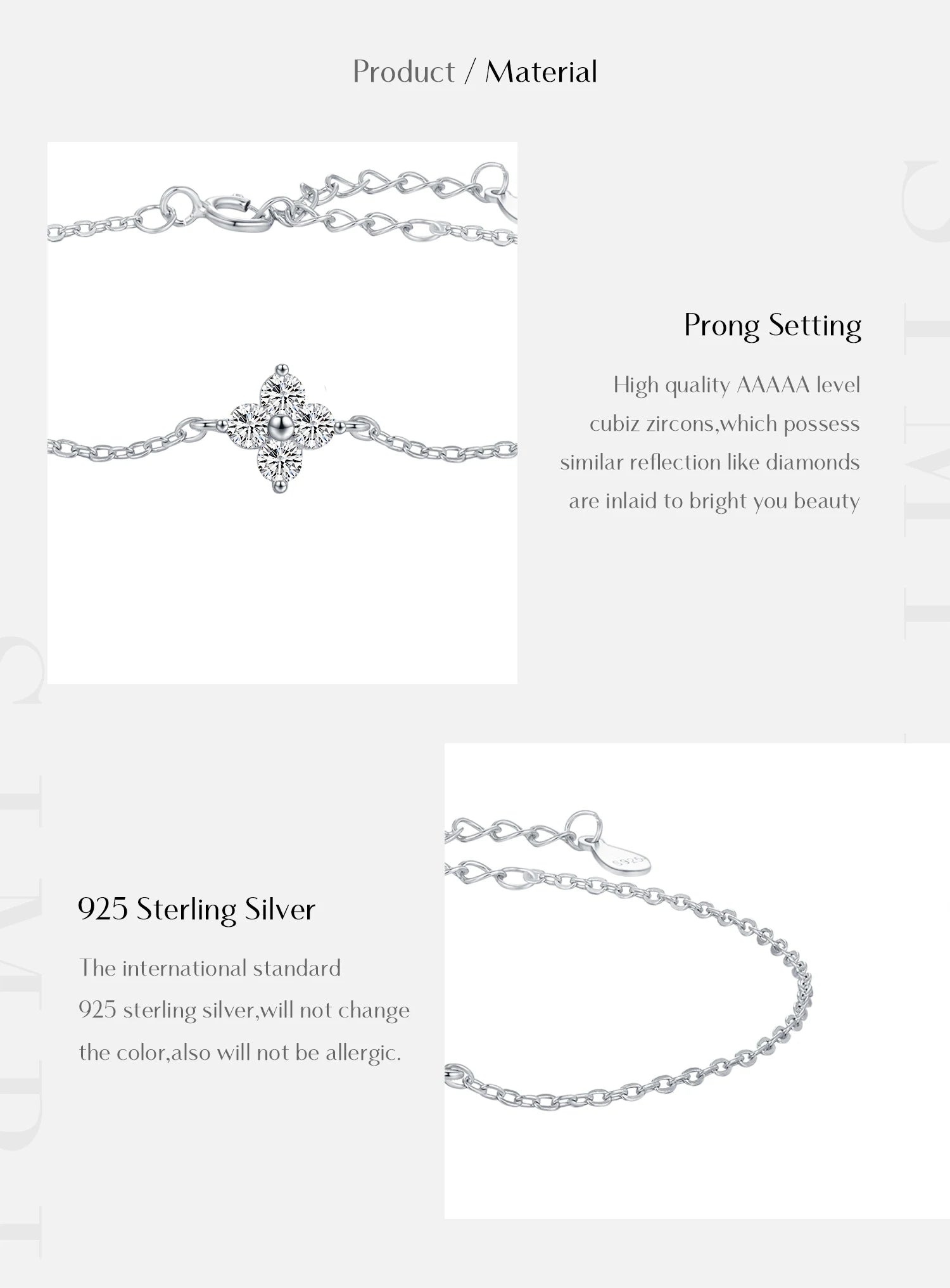 Beautiful Stackable Four Leaf Clover CZ Bracelet.