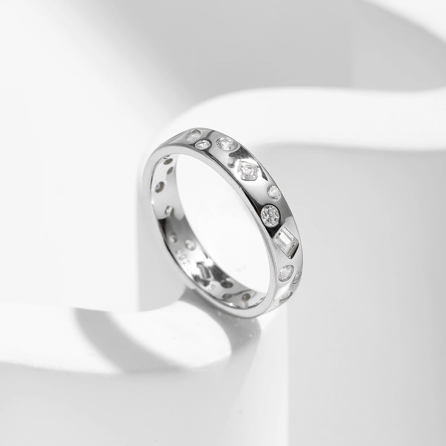 Geometric Dazzling CZ Ring.