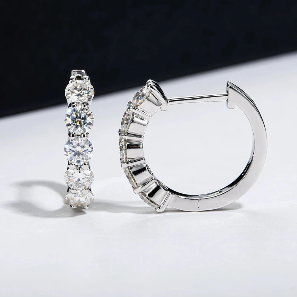 Moissanite  Ear Studs 1CT/2CT Round Cut Ear-Hooks