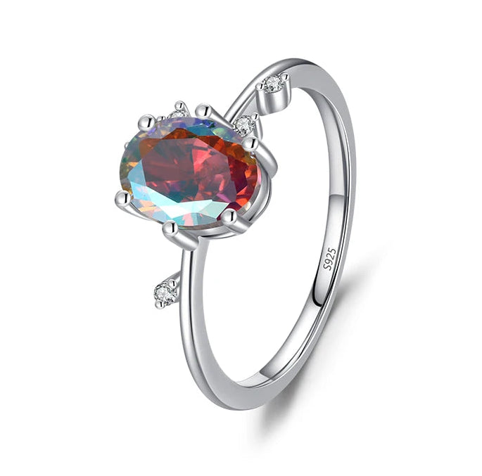 Color Geometric Heart Cubic Zirconia Cocktail Rings.