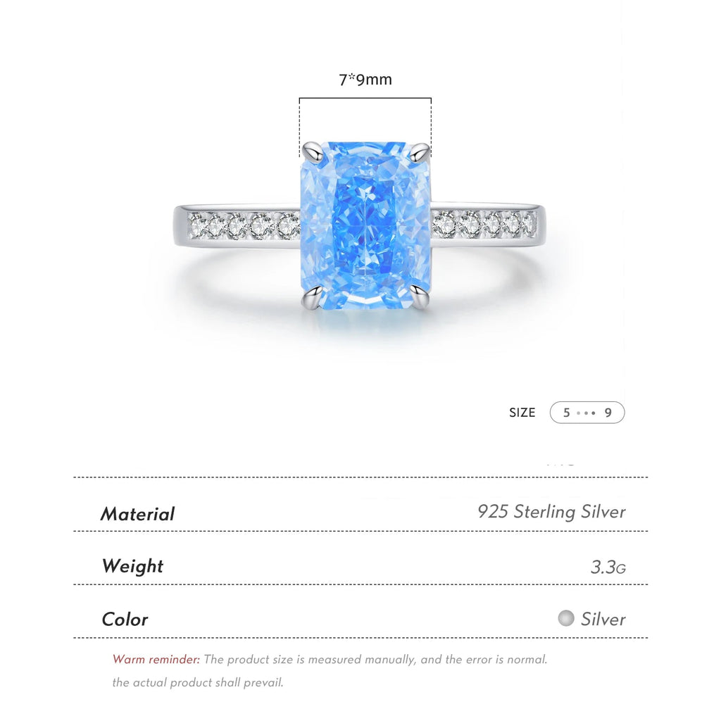Luxury High Quality Rectangle Crushed Ice Cut Zirconia Ring.