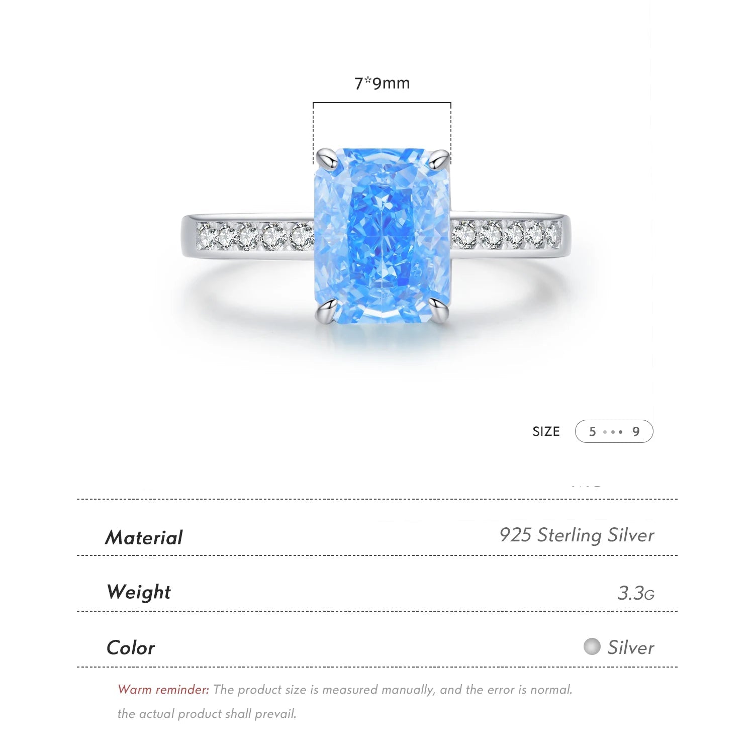Luxury High Quality Rectangle Crushed Ice Cut Zirconia Ring.