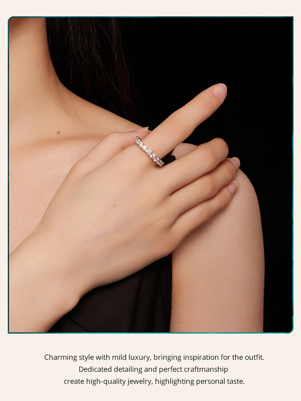 Moissanite Ring platinum plated on starling silver S925