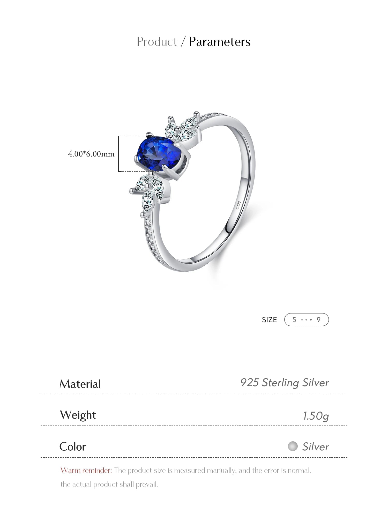 Classic Oval Royal Blue Cubic Zirconia Ring