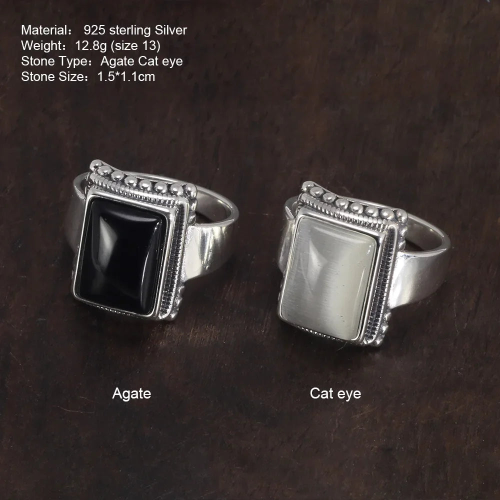 S925 Black Onyx Natural Stone