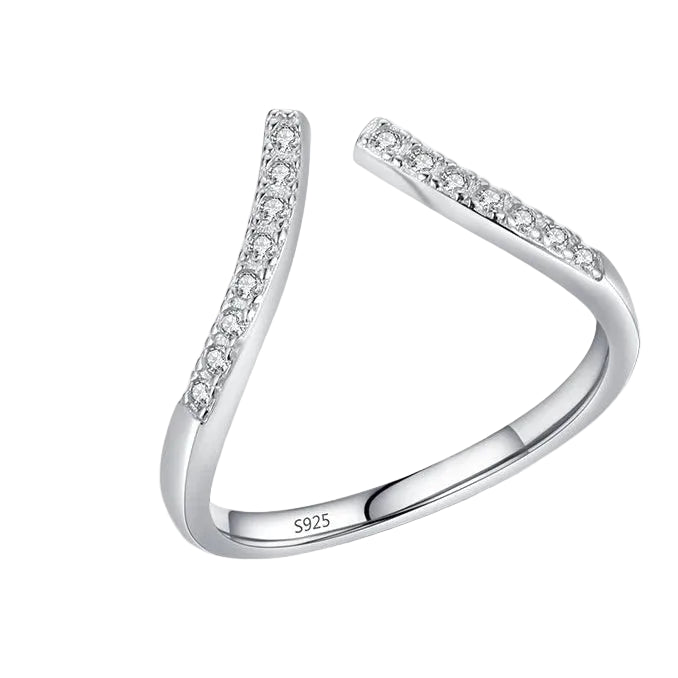 Silver ring with 'HAT-HOR' branding on a white background