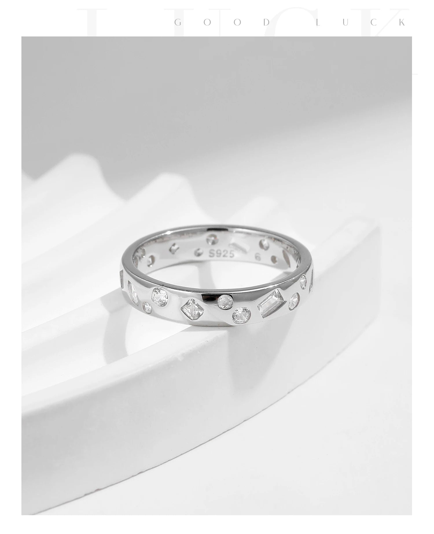 Geometric Dazzling CZ Ring.