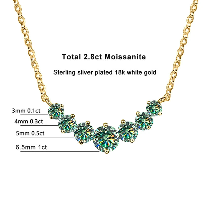 All D VVS1 Moissanite Necklace For Women GRA Certified 18k Yellow Gold Plated 925 Sterling Sliver Wedding Fine Jewely