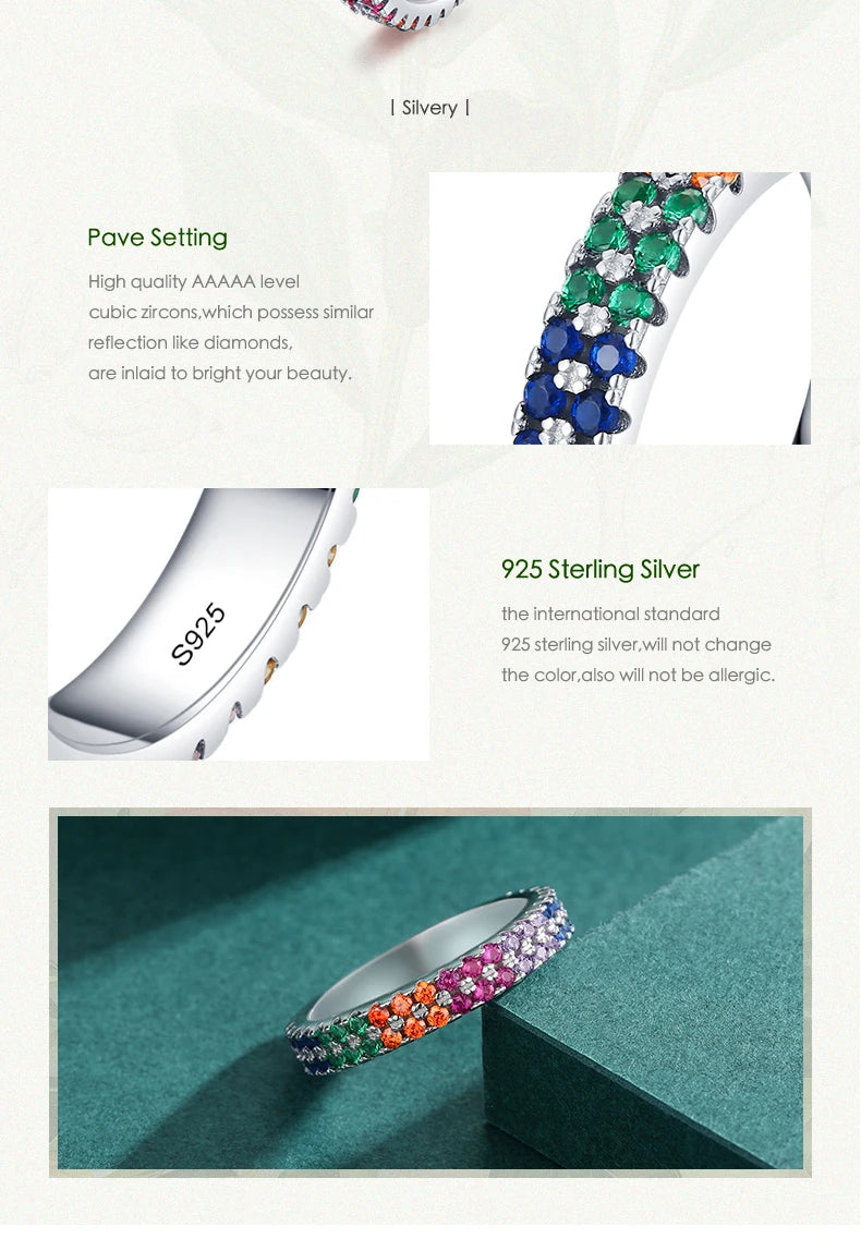 Bright Multi-color Cubic Zirconia Fashion Eternity Rings.