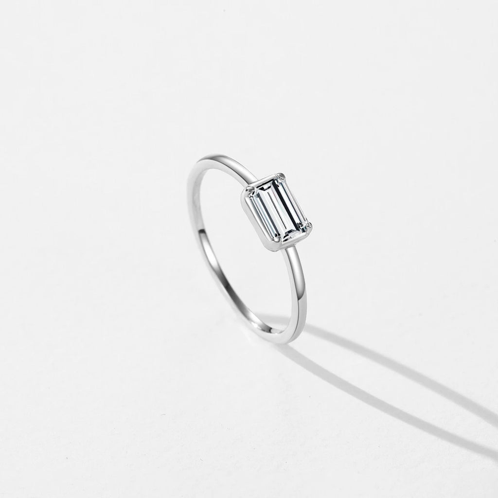 Emerald Cut Rectangle CZ Ring.