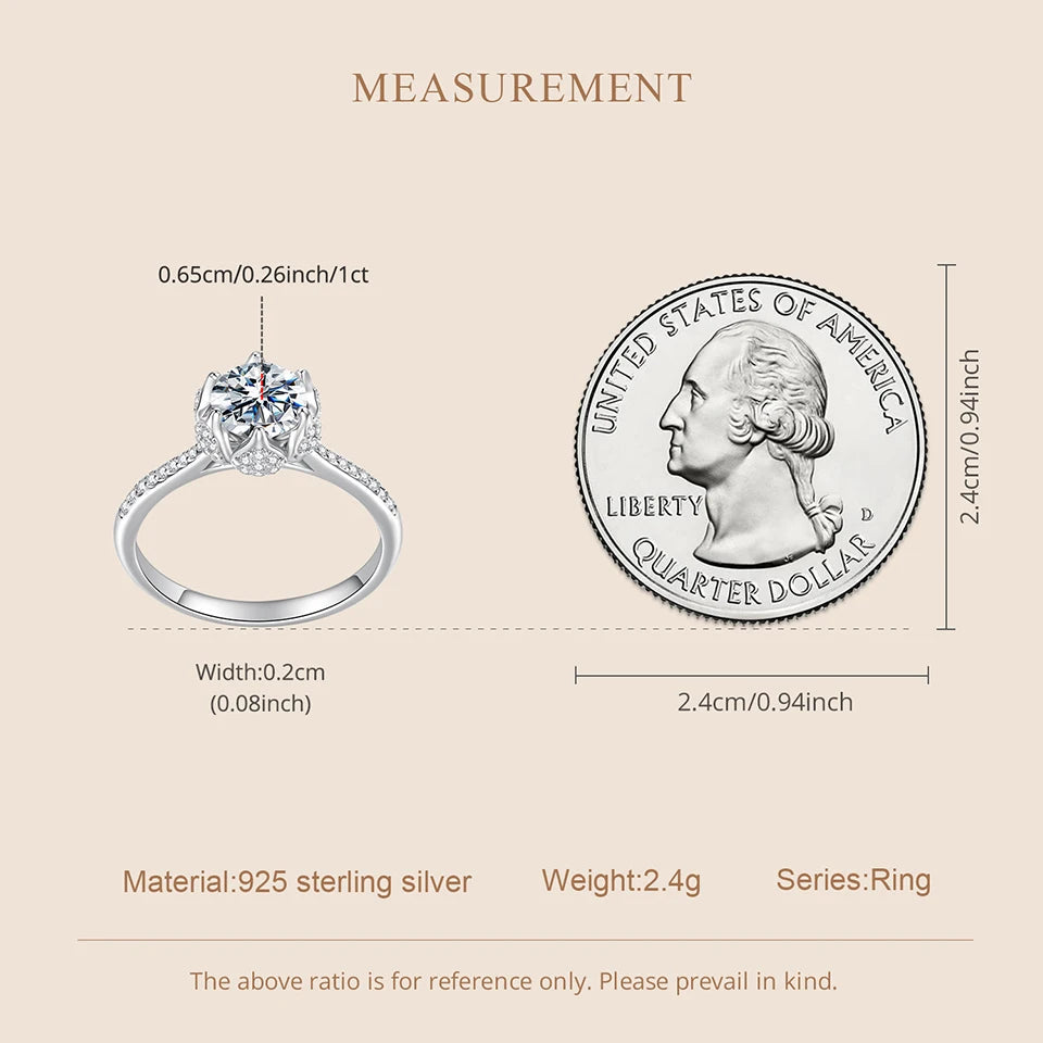 1CT Moissanite Flower Bud Ring.