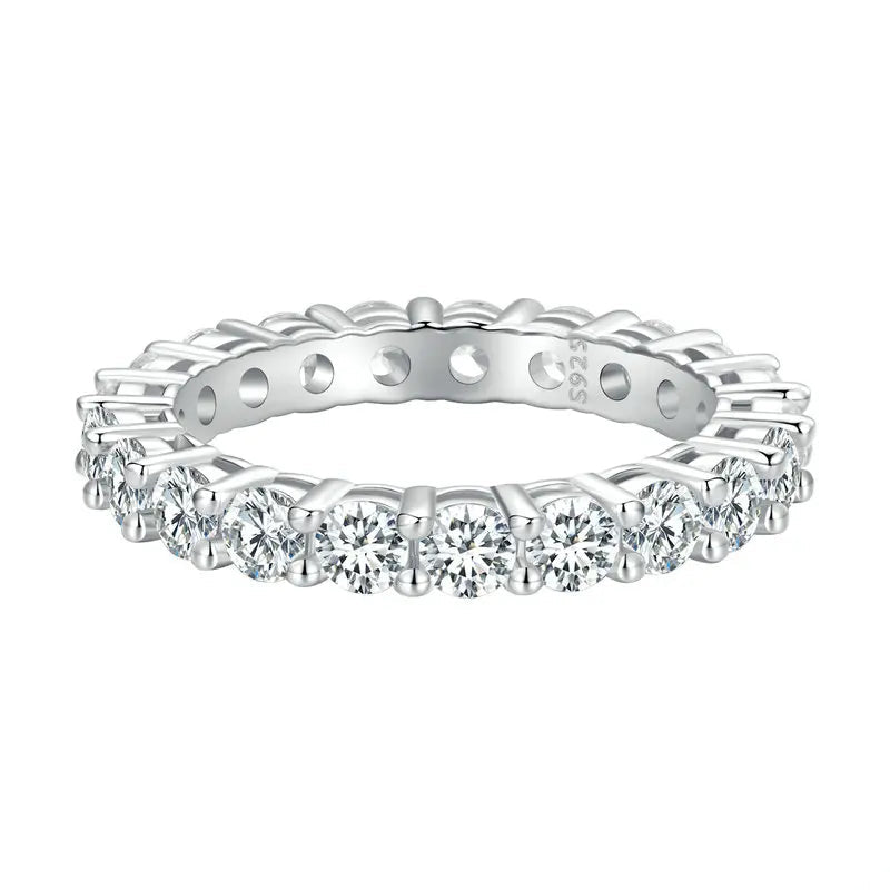 Moissanite Ring platinum plated on starling silver S925