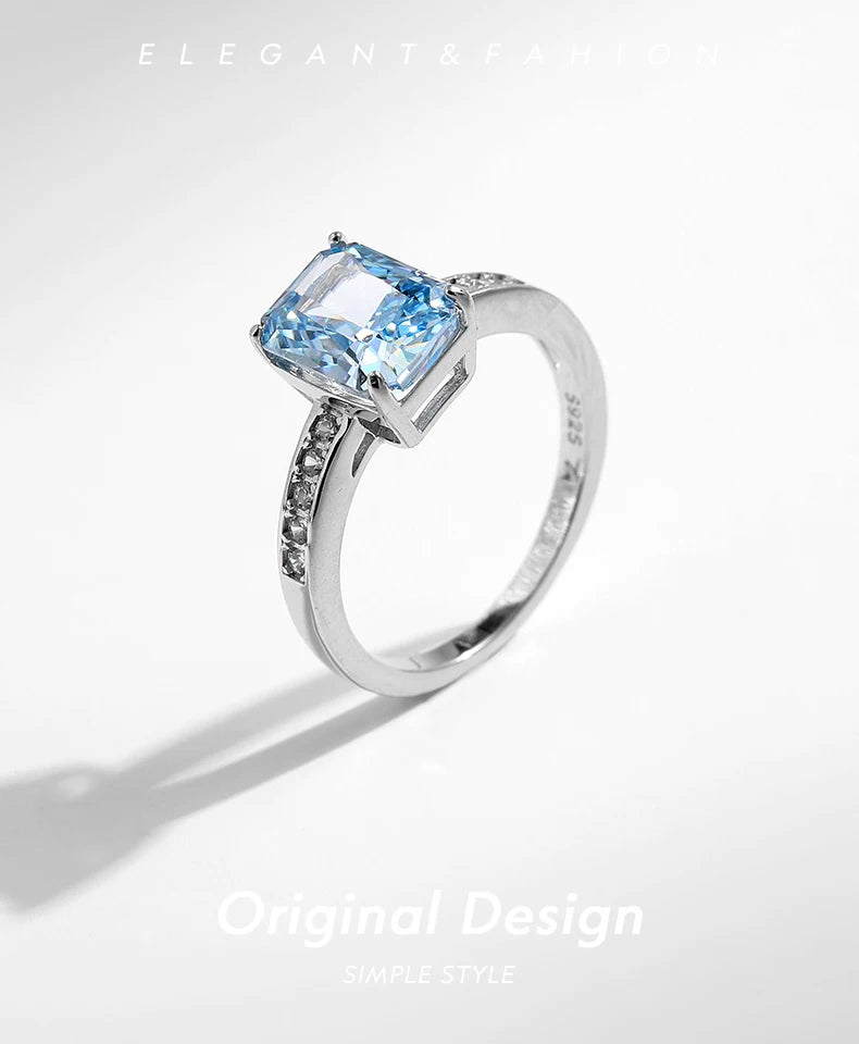 Luxury High Quality Rectangle Crushed Ice Cut Zirconia Ring.