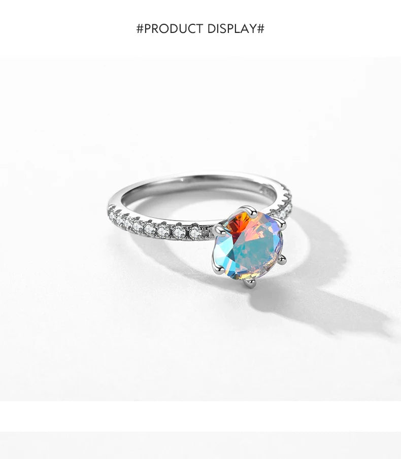 Color Geometric Heart Cubic Zirconia Cocktail Rings.