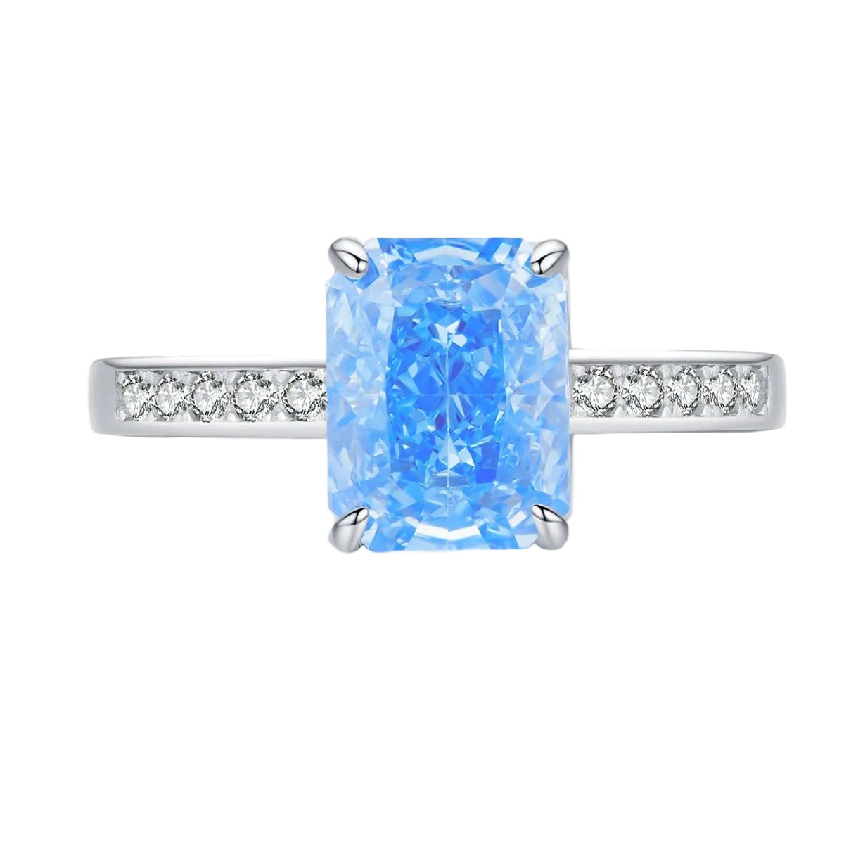 Luxury High Quality Rectangle Crushed Ice Cut Zirconia Ring.