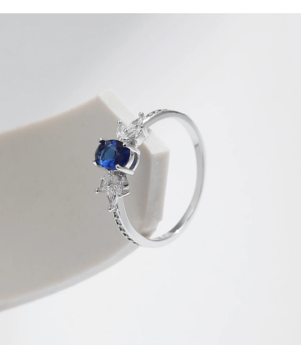 Classic Oval Royal Blue Cubic Zirconia Ring