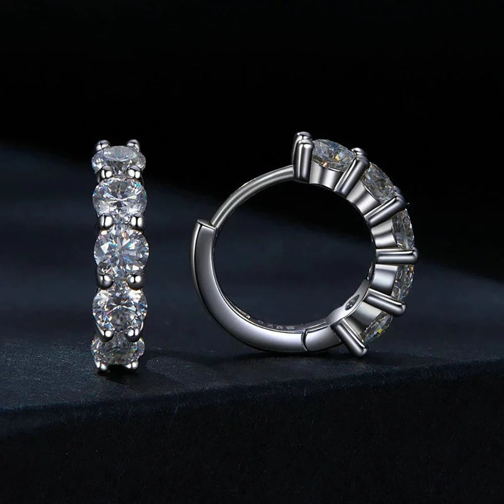 Moissanite  Ear Studs 1CT/2CT Round Cut Ear-Hooks
