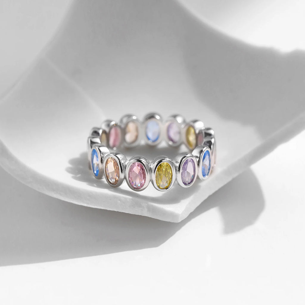Rainbow Color Cubic Zirconia Rings .