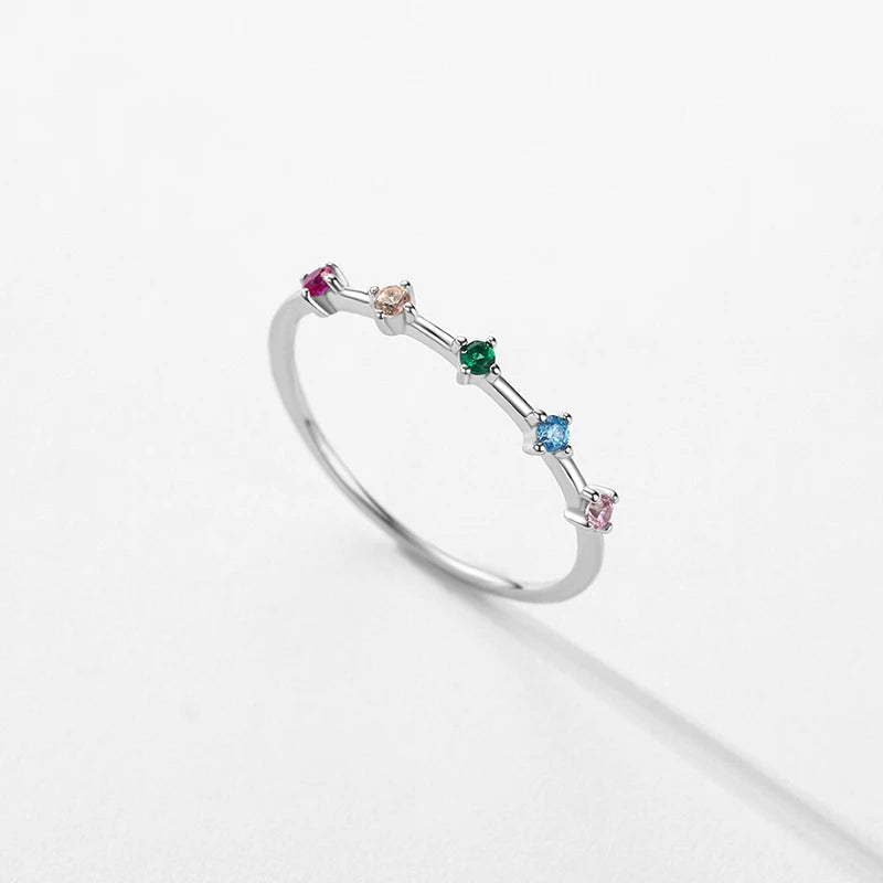 Rainbow ring with Cubic Zirconia.