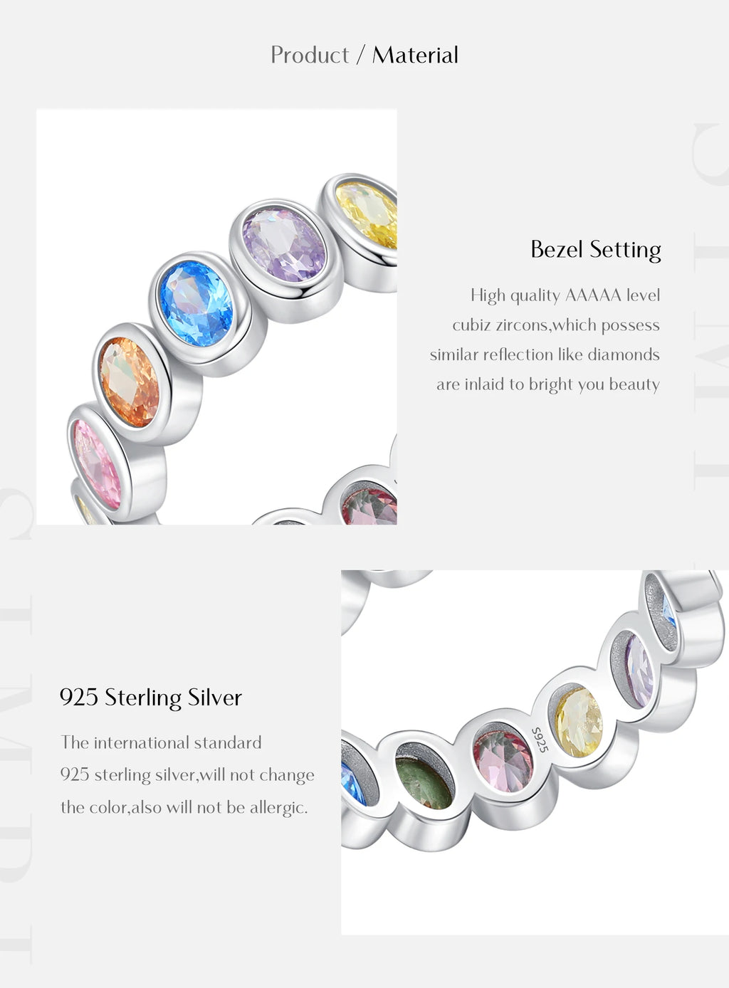 Rainbow Color Cubic Zirconia Rings .