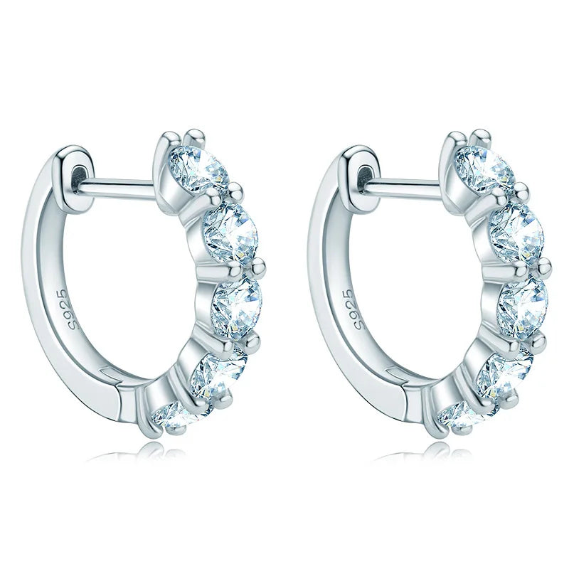 Ear-Hoops with 3mm Moissanite Earrings.