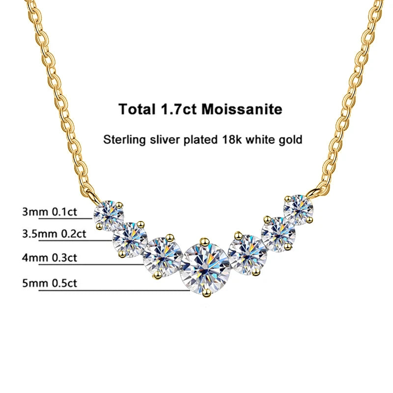 All D VVS1 Moissanite Necklace For Women GRA Certified 18k Yellow Gold Plated 925 Sterling Sliver Wedding Fine Jewely
