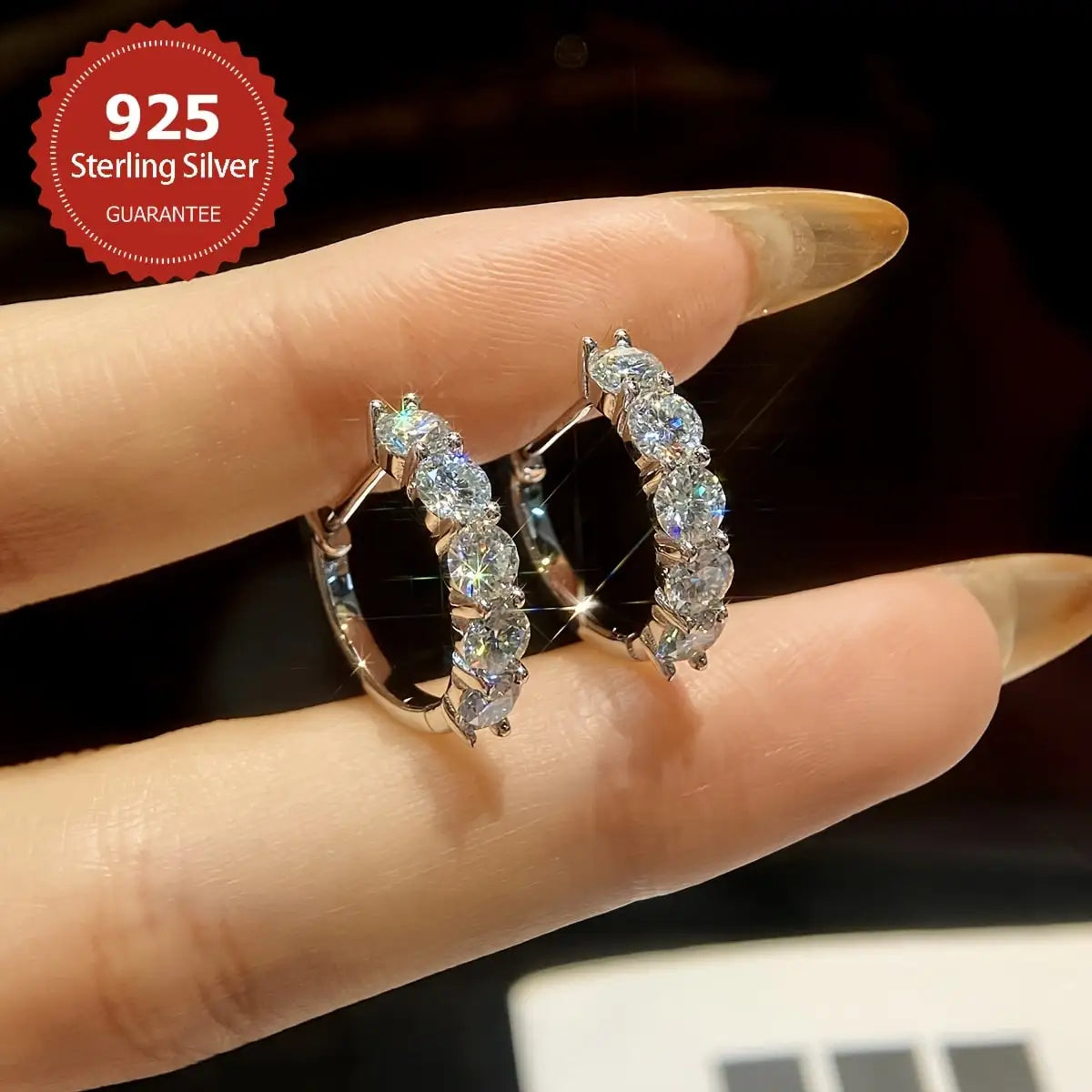 Moissanite  Ear Studs 1CT/2CT Round Cut Ear-Hooks