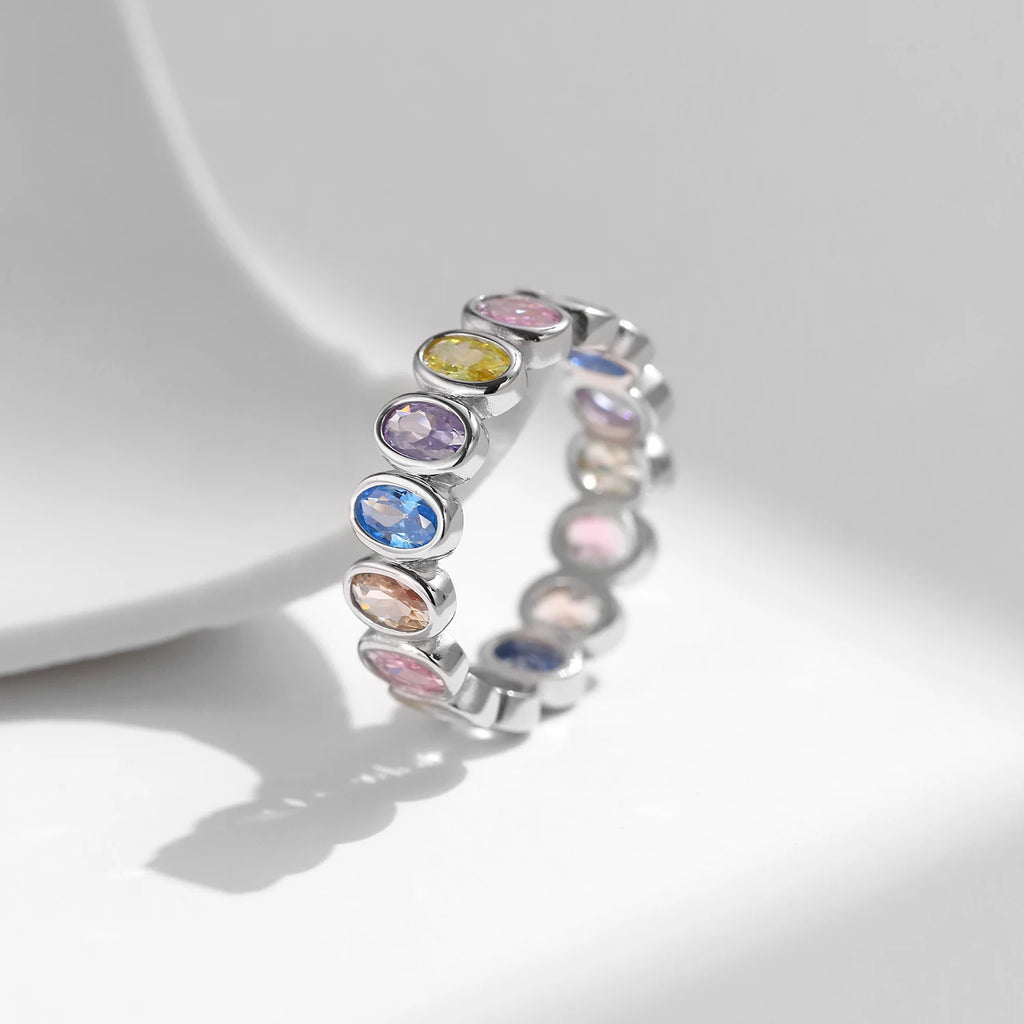 Rainbow Color Cubic Zirconia Rings .