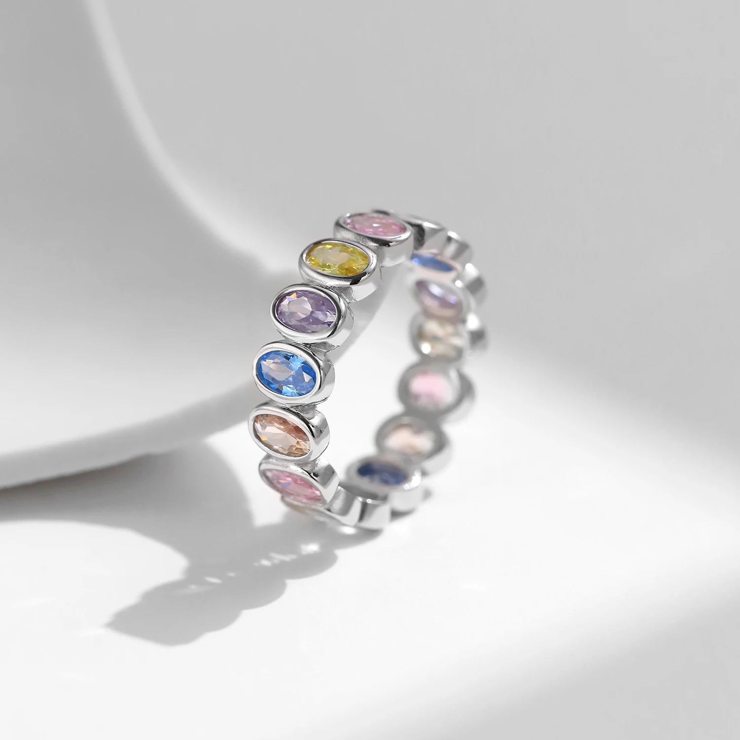 Rainbow Color Cubic Zirconia Rings .