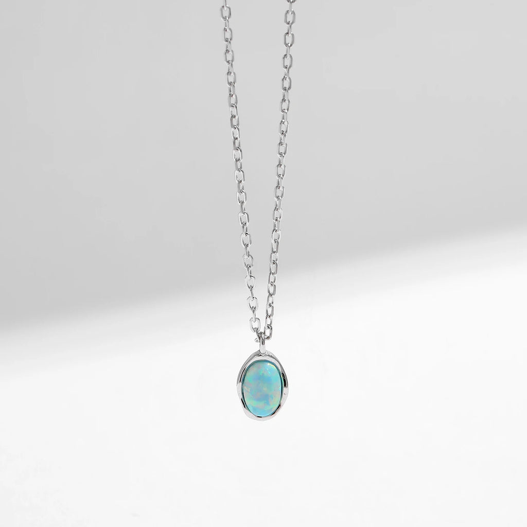 Vintage Irregular Wave  Opal Pendant Necklace.