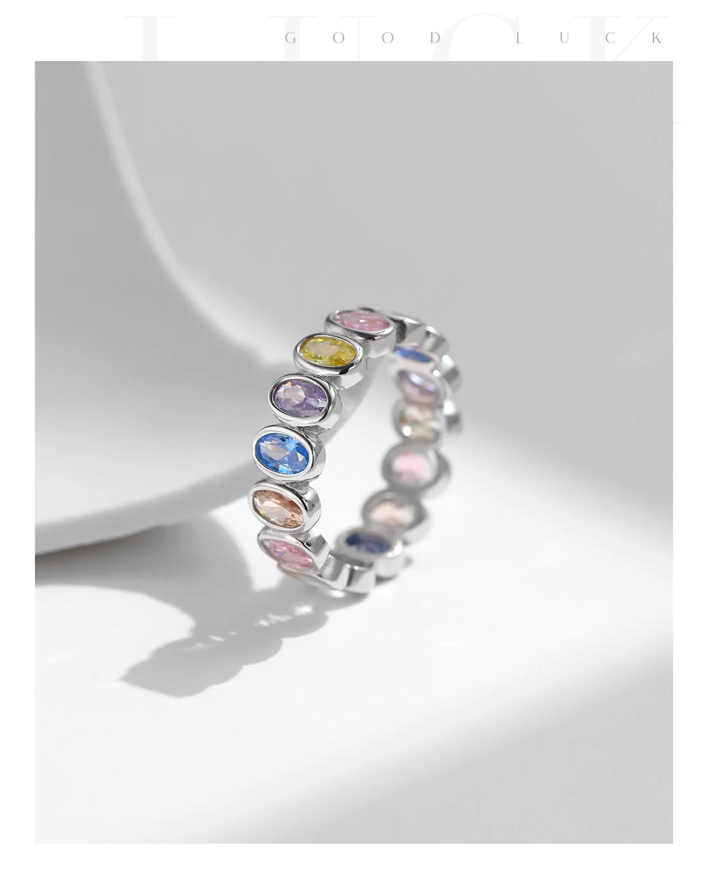 Rainbow Color Cubic Zirconia Rings .