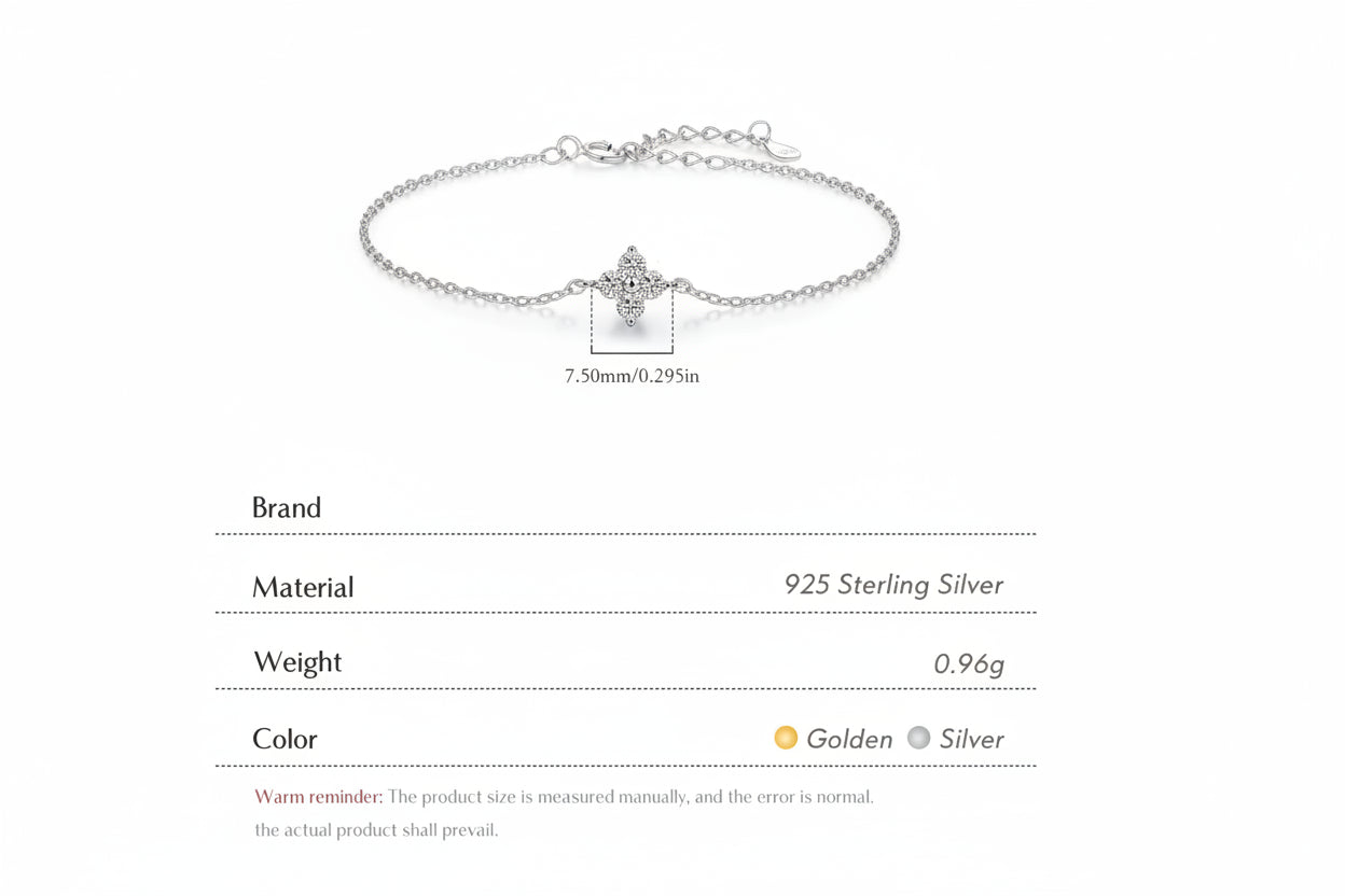 Silver bracelet with star design on a white background