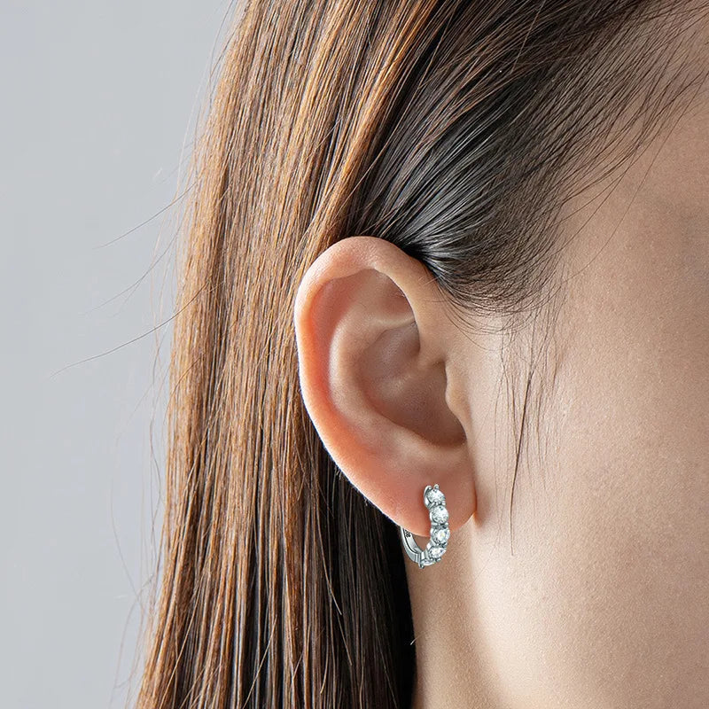 Ear-Hoops with 3mm Moissanite Earrings.