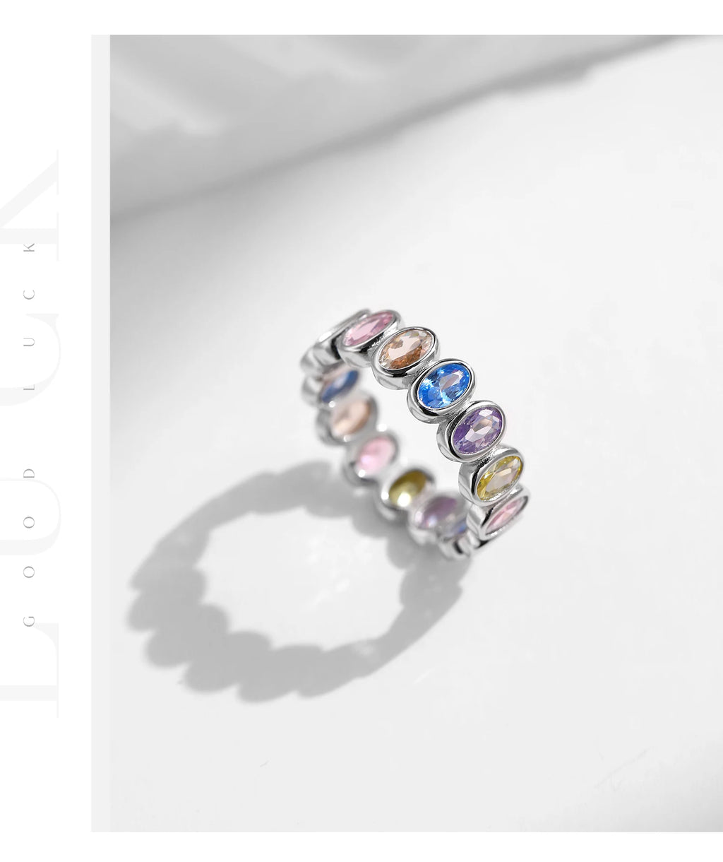 Rainbow Color Cubic Zirconia Rings .