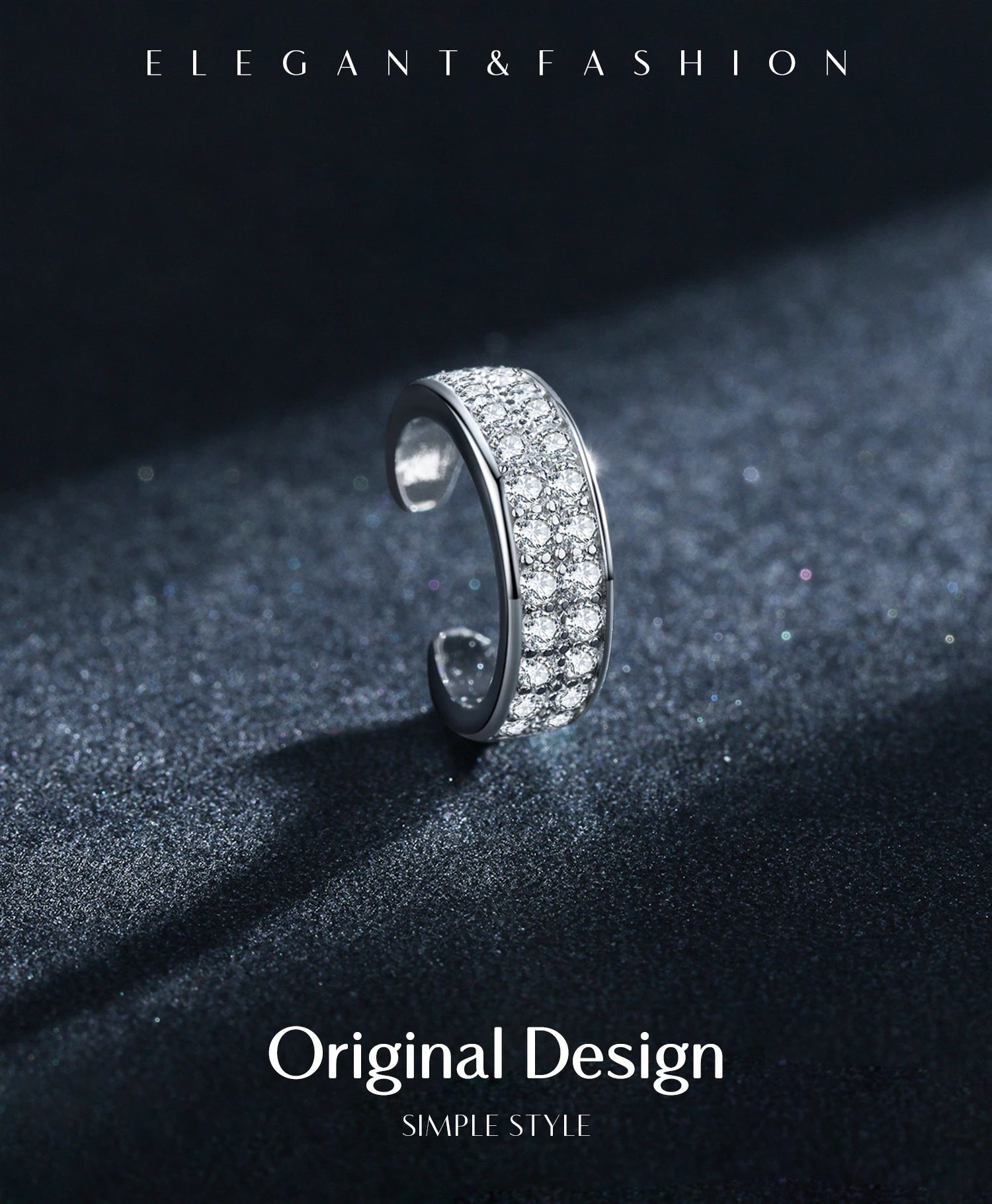 Punk Cuff Earrings Sparkling Clear CZ