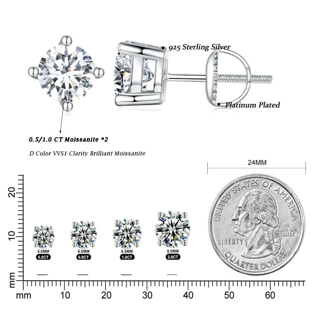 Moissanite Stud Earring.