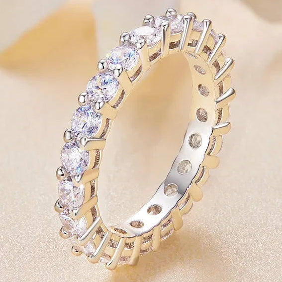 Moissanite Ring platinum plated on starling silver S925