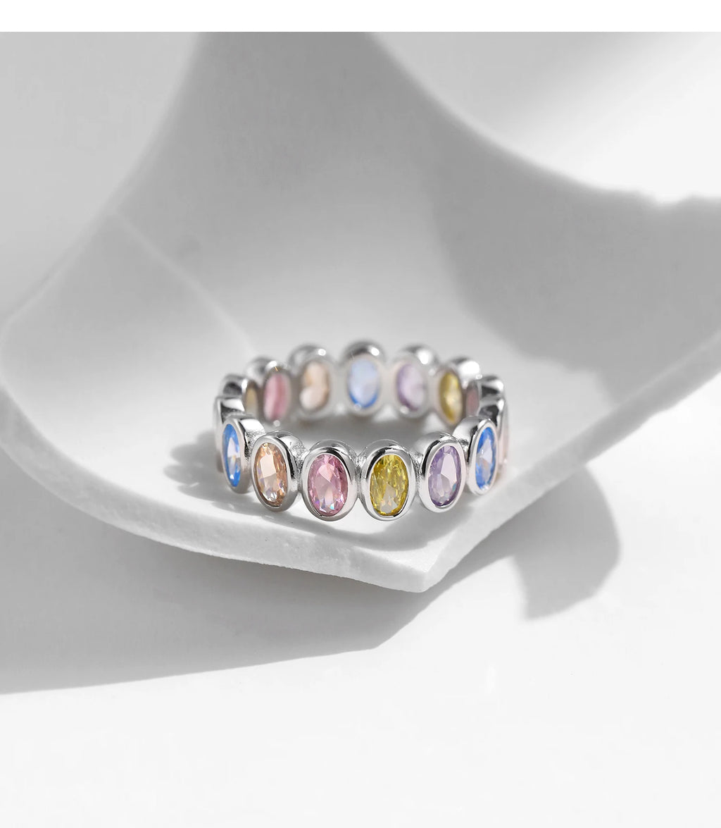 Rainbow Color Cubic Zirconia Rings .