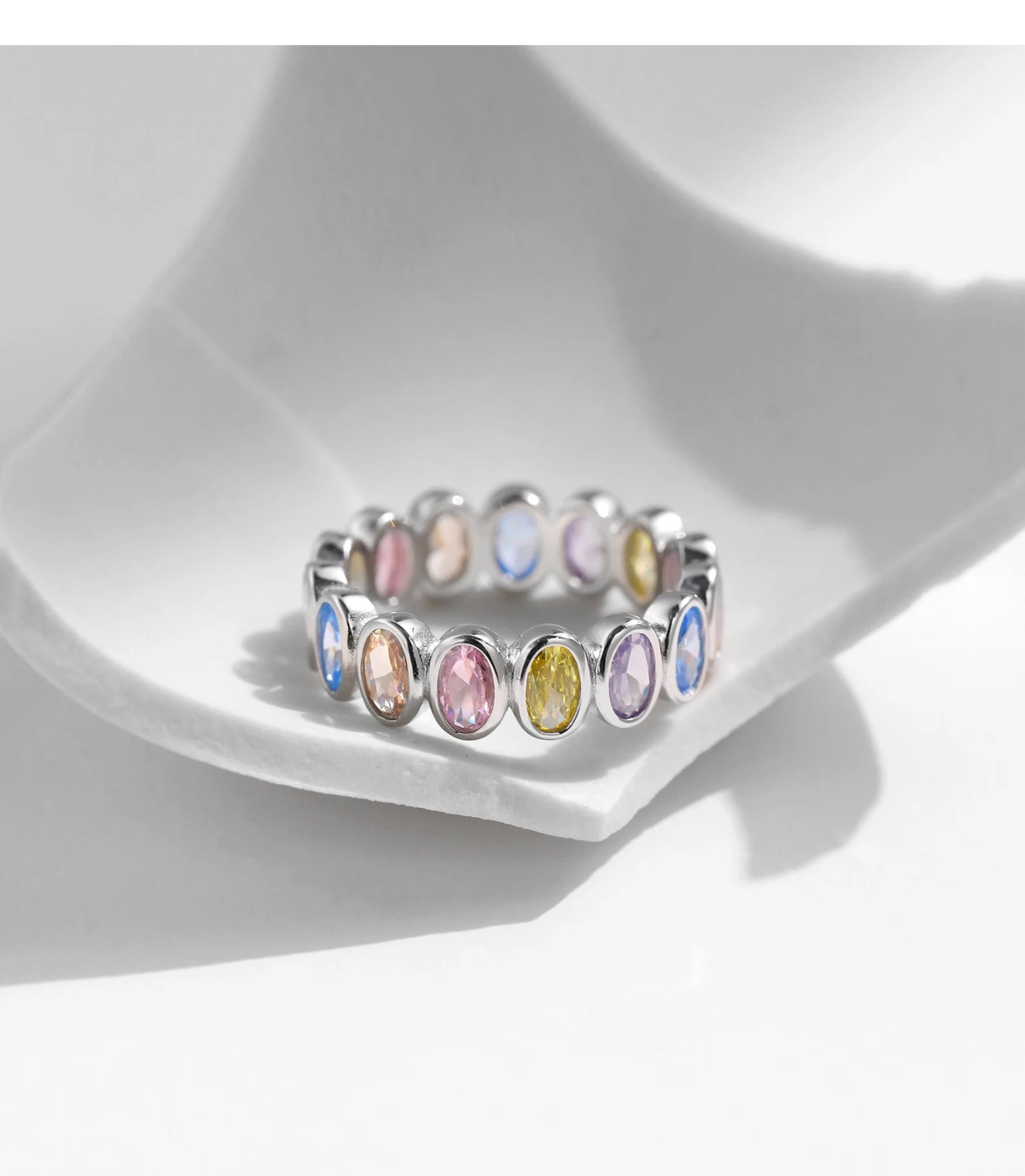 Rainbow Color Cubic Zirconia Rings .