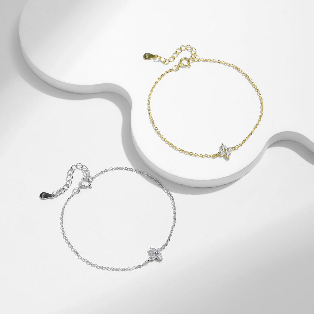 Beautiful Stackable Four Leaf Clover CZ Bracelet.