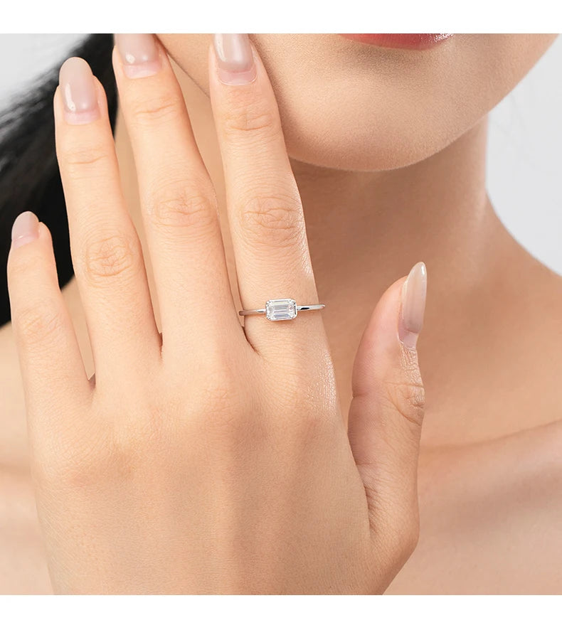 Emerald Cut Rectangle CZ Ring.