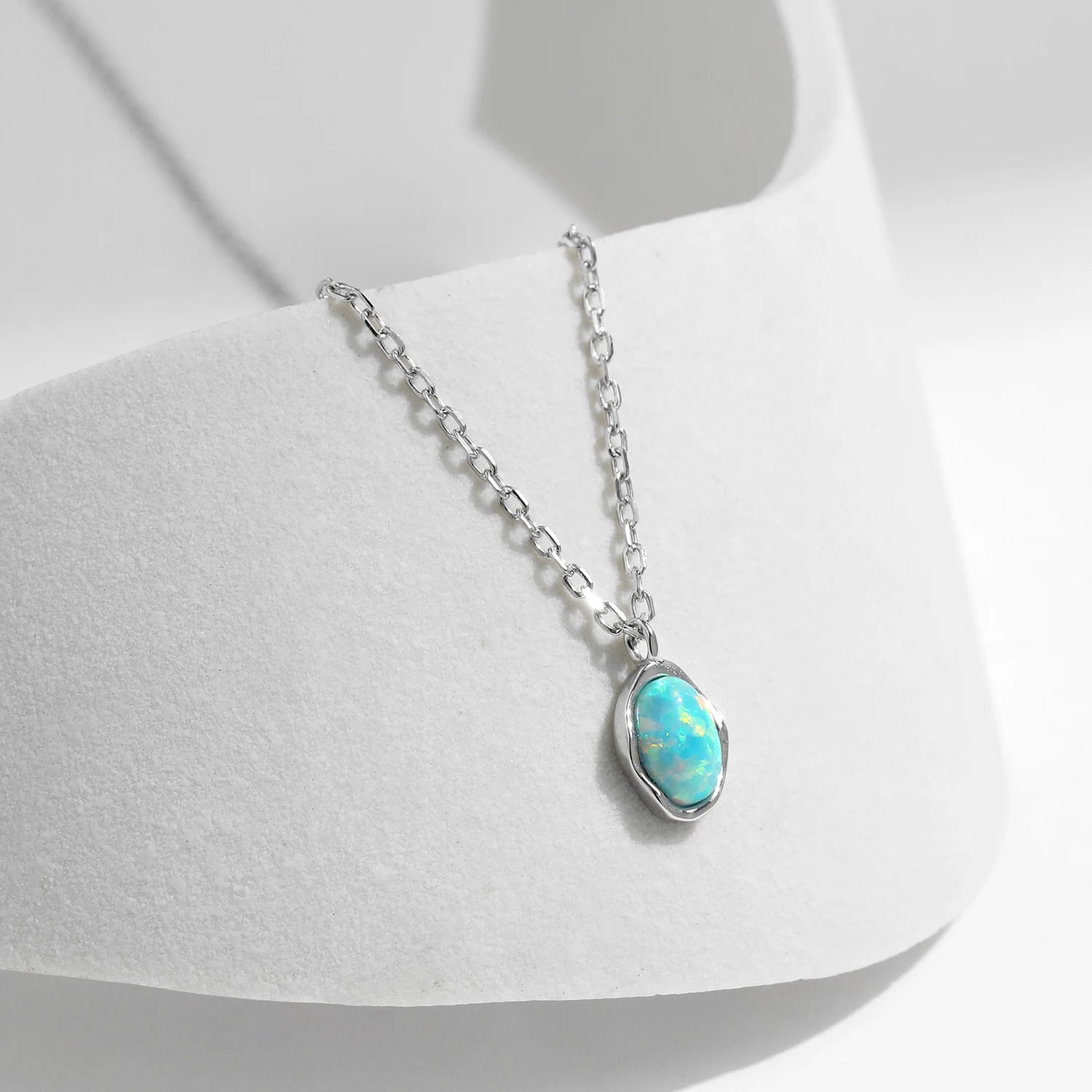 Vintage Irregular Wave  Opal Pendant Necklace.