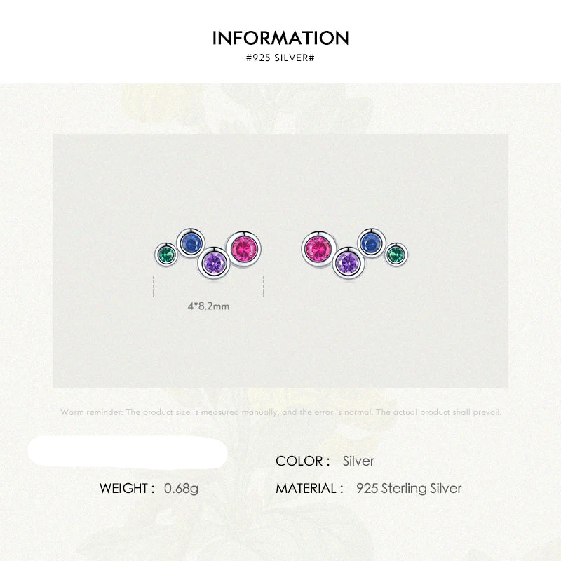 Colorful Cubic Zirconia Tiny Small Bubble Stud Earrings