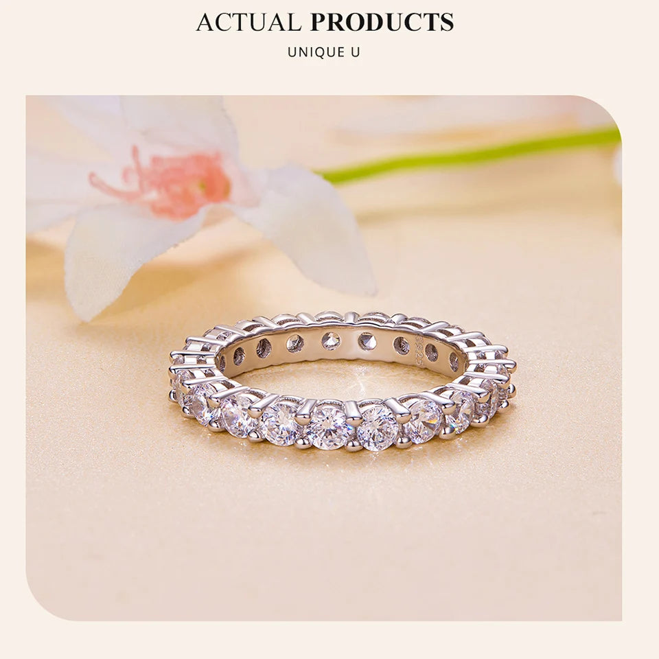 Moissanite Ring platinum plated on starling silver S925