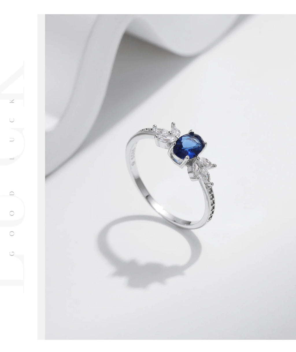 Classic Oval Royal Blue Cubic Zirconia Ring