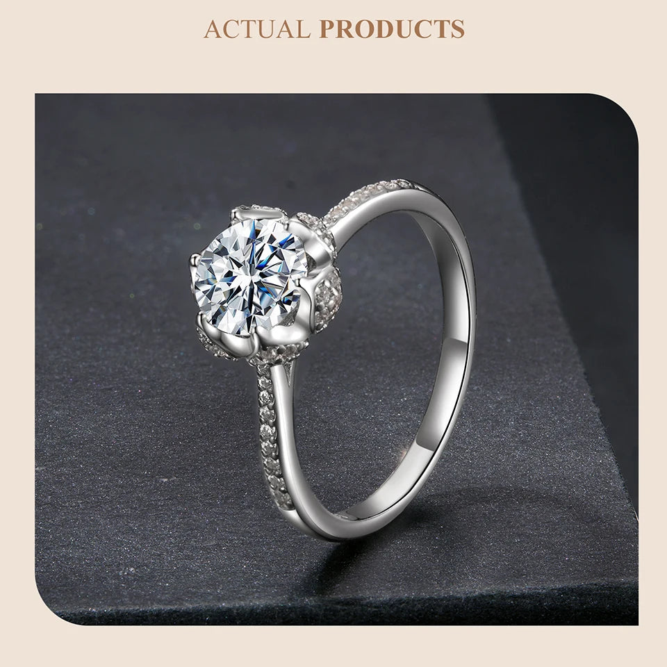 1CT Moissanite Flower Bud Ring.