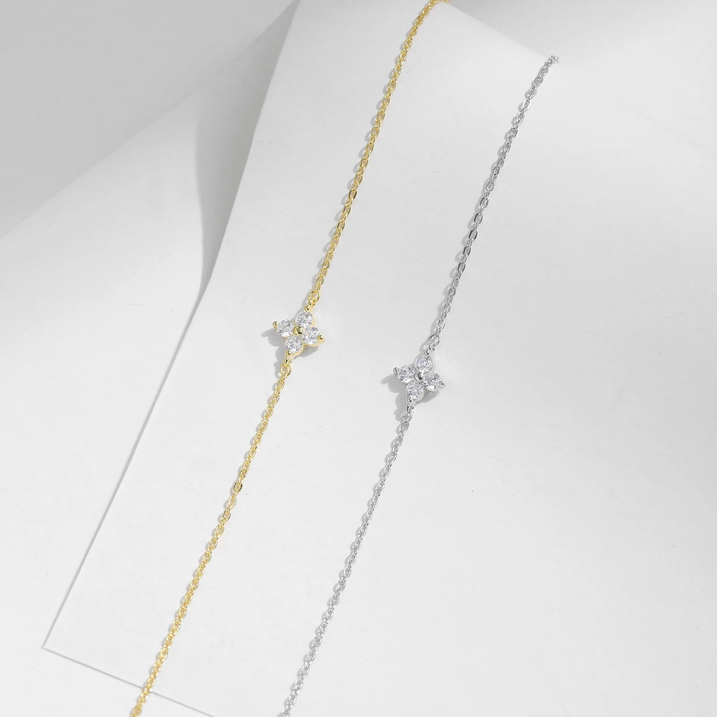 Beautiful Stackable Four Leaf Clover CZ Bracelet.