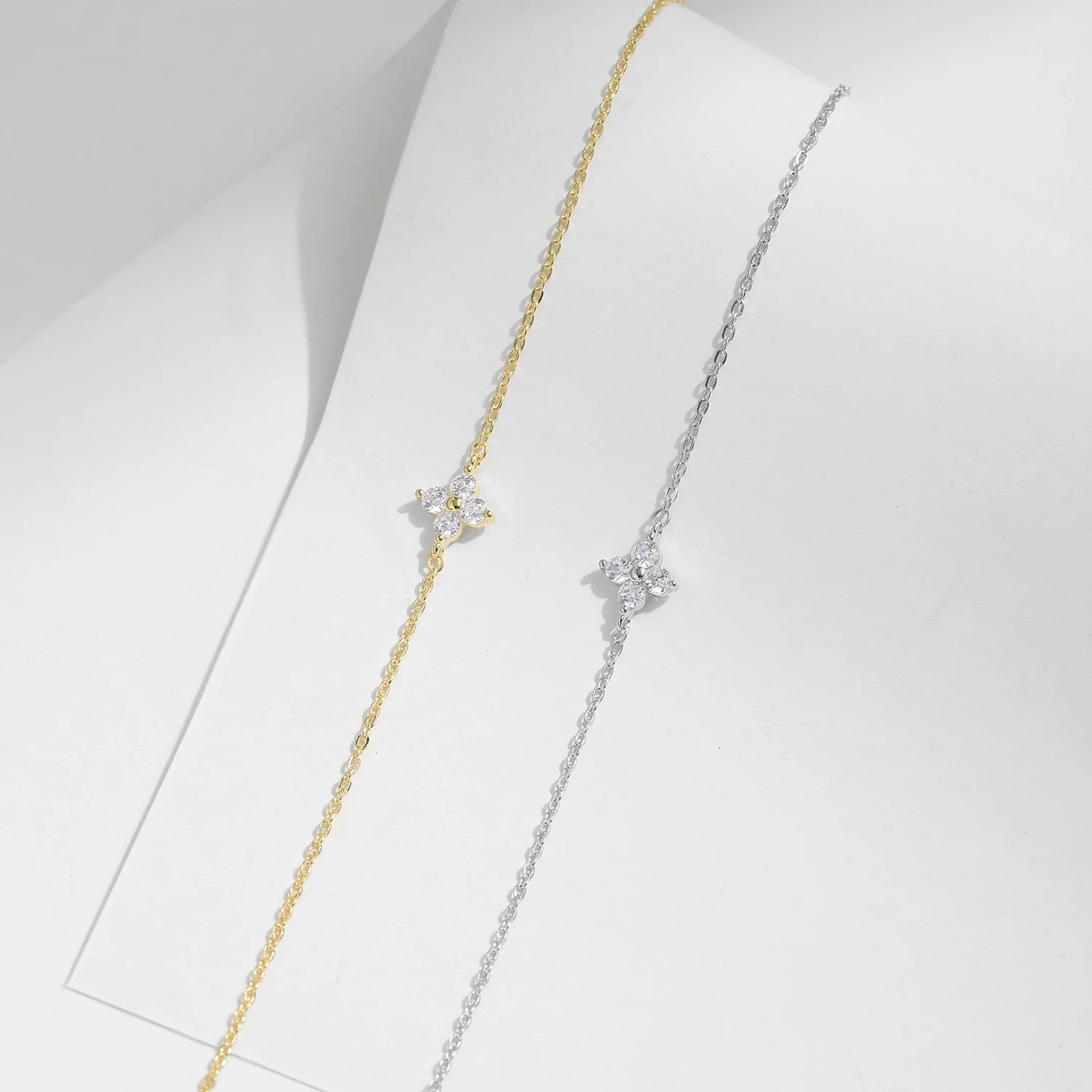 Beautiful Stackable Four Leaf Clover CZ Bracelet.