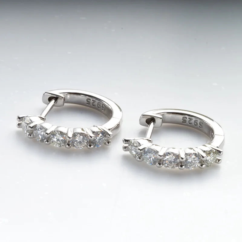 Moissanite  Ear Studs 1CT/2CT Round Cut Ear-Hooks